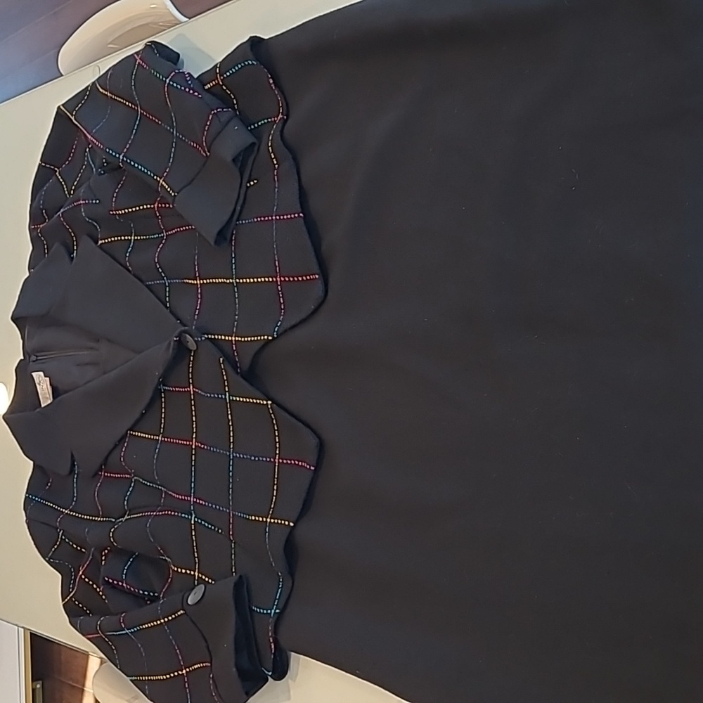 VTG SELINA Woolmarked Dress with Built in Multi-colored Patterned Blazer